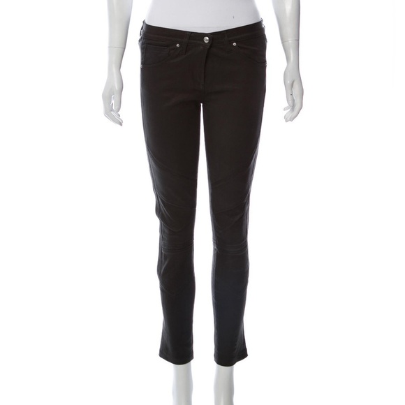 IRO Jelena FW ‘23 black 100% leather Mid-Rise pants slim leg, pockets moto EU 40 - Picture 5 of 11